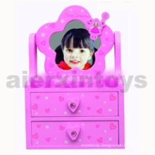 Wooden Jewelry Box with Mirror